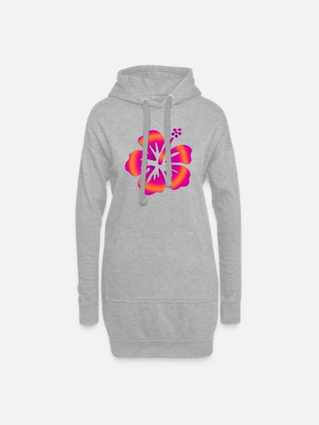 Hibiscus rose - Sweat-shirt à capuche long Femme - gris chiné