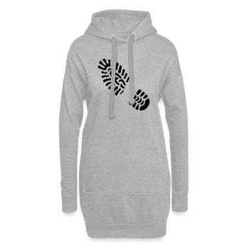 Fußabdruck links / Footprint left - Hoodie-Kleid - Grau meliert - Vorne