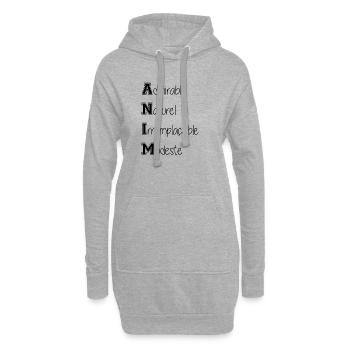 ANIM-noir.png - Sweat-shirt à capuche long Femme - gris chiné - Devant