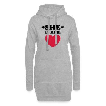She's mine. Je t'aime j'aime toi - Sweat-shirt à capuche long Femme - gris chiné - Devant