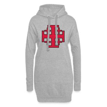 Tempelritter Kreuzfahrer - Hoodie-Kleid - Grau meliert - Vorne