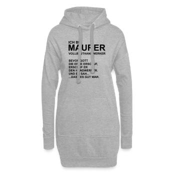 Ich bin Maurer - Hoodie-Kleid - Grau meliert - Vorne