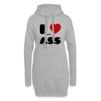 I Love Your Ass - Sweat-shirt à capuche long Femme - gris chiné - Devant