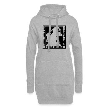 "Im Falle eines Falles ist das Fallen alles" - Hoodie-Kleid - Grau meliert - Vorne