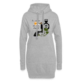 photographie - Sweat-shirt à capuche long Femme - gris chiné - Devant