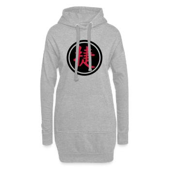 chinese_sign_victory_b_2c - Sweat-shirt à capuche long Femme - gris chiné - Devant