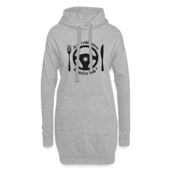 Jamais le ventre vide - Sweat-shirt à capuche long Femme - gris chiné - Devant