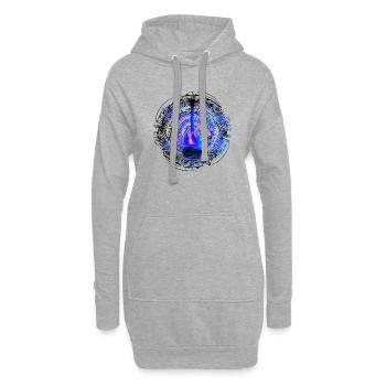 Gitarre mit Noten blau - Hoodie Dress - heather grey - Front