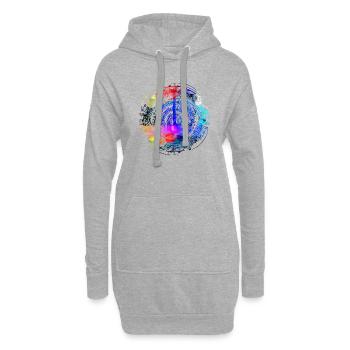 Gitarre mit Noten bunt - Hoodie-Kleid - Grau meliert - Vorne