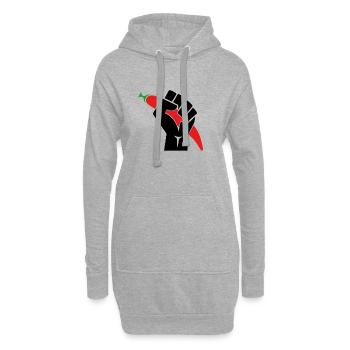 poing levé pimenté - Sweat-shirt à capuche long Femme - gris chiné - Devant