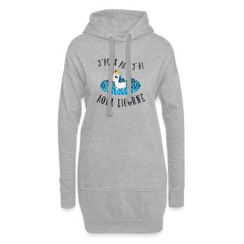 j'peux pas j'ai Aqua licorne - Sweat-shirt à capuche long Femme - gris chiné - Devant