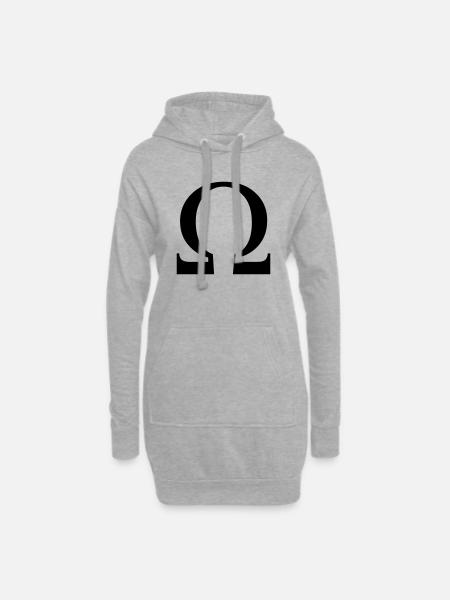omega greek - Sweat-shirt à capuche long Femme - gris chiné