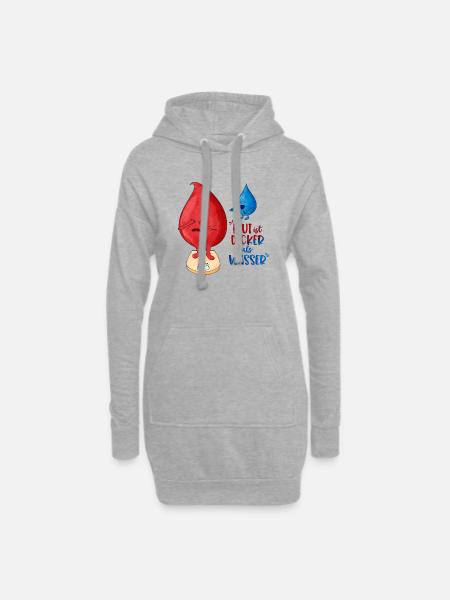 Blut ist dicker als Wasser lustig - Hoodie-Kleid - Grau meliert