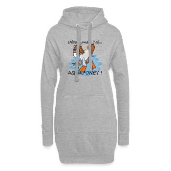 désolé mais j'ai aqua poney! - Sweat-shirt à capuche long Femme - gris chiné - Devant