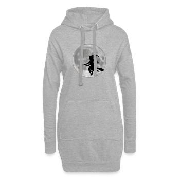Voler sorcière en face de la lune - Sweat-shirt à capuche long Femme - gris chiné - Devant