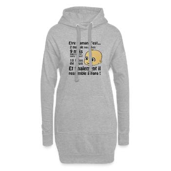 Grossesse Humour - Sweat-shirt à capuche long Femme - gris chiné - Devant