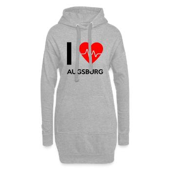 I Love Augsburg - Ich liebe Augsburg - Hoodie-Kleid - Grau meliert - Vorne