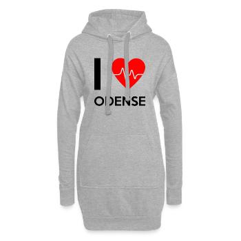 J'aime Odense - J'adore Odense - Sweat-shirt à capuche long Femme - gris chiné - Devant