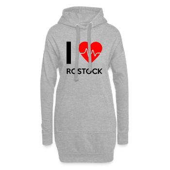 I Love Rostock - Ich liebe Rostock - Hoodie-Kleid - Grau meliert - Vorne