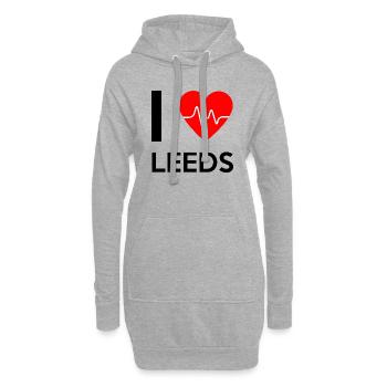 J'aime Leeds J'adore Leeds - Sweat-shirt à capuche long Femme - gris chiné - Devant