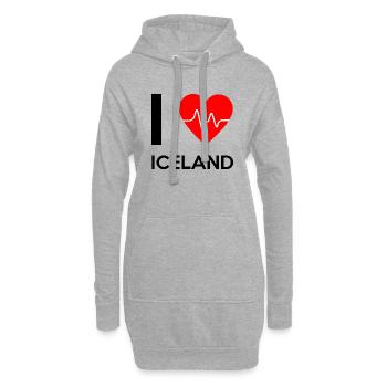 J'aime l'Islande - I Love Islande - Sweat-shirt à capuche long Femme - gris chiné - Devant