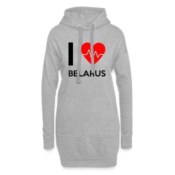 J'aime Belarus - I Love Belarus - Sweat-shirt à capuche long Femme - gris chiné - Devant