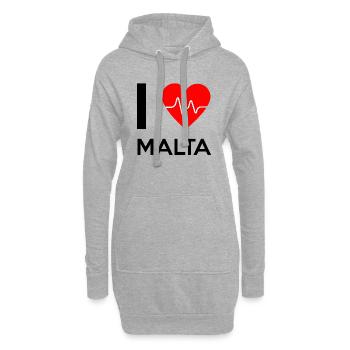 I Love Malta - Ich liebe Malta - Hoodie-Kleid - Grau meliert - Vorne
