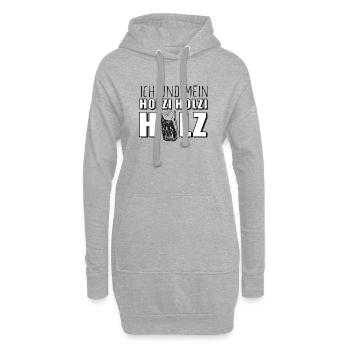 Ich und mein Holzi Holz - Hoodie-Kleid - Grau meliert - Vorne