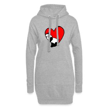 panda coeur - Sweat-shirt à capuche long Femme - gris chiné - Devant