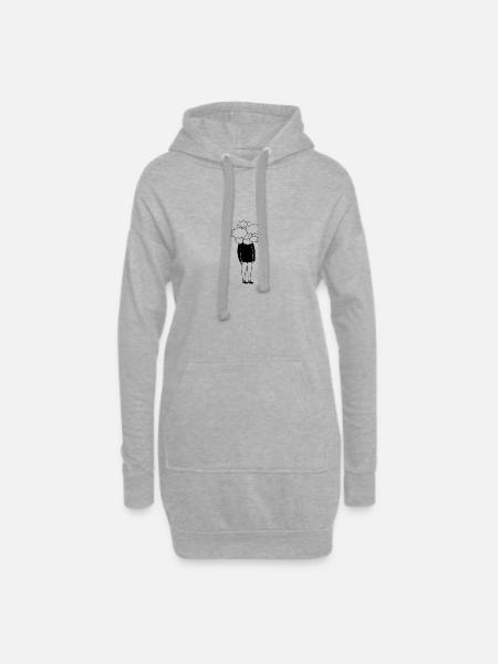 Kopf in den Wolken - Hoodie-Kleid - Grau meliert