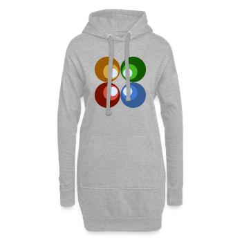 Retrokreise bunt - Hoodie-Kleid - Grau meliert - Vorne