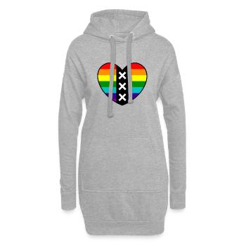 Herz Amsterdam in den Regenbogenfarben - Hoodie-Kleid - Grau meliert - Vorne