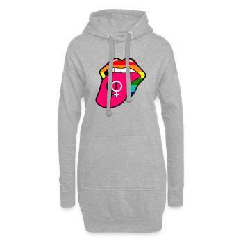 Regenbogenfahne des homosexuellen Stolzes mit lesbischem Symbol - Hoodie-Kleid - Grau meliert - Vorne
