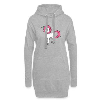 Douce Unicorn crinière rose et arc-en-Corne - Sweat-shirt à capuche long Femme - gris chiné - Devant