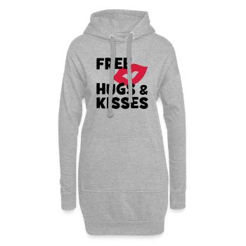 étreintes et baisers gratuits - Sweat-shirt à capuche long Femme - gris chiné - Devant