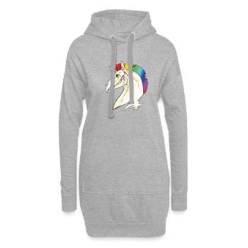 crâne licorne - Sweat-shirt à capuche long Femme - gris chiné - Devant