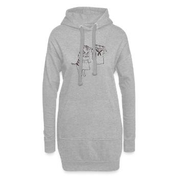 chat - Sweat-shirt à capuche long Femme - gris chiné - Devant