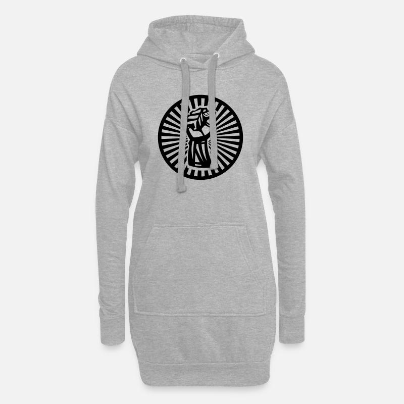 Zentriert ins Antlitz - Hoodie-Kleid - Grau meliert