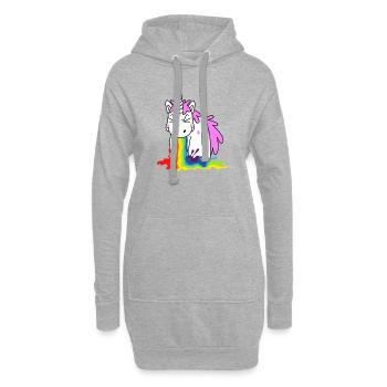 Licorne arc-en-ciel - Sweat-shirt à capuche long Femme - gris chiné - Devant