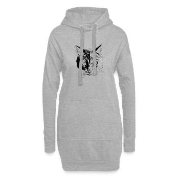 Katzen Portrait - Hoodie-Kleid - Grau meliert - Vorne