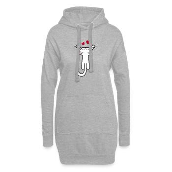 Kitty hanging love - Hoodie-Kleid - Grau meliert - Vorne