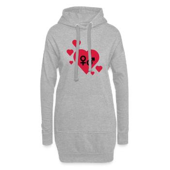 Symbole im Herz - Hoodie-Kleid - Grau meliert - Vorne