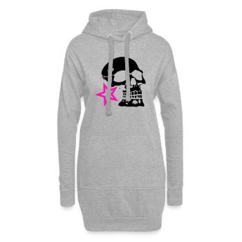 tete de mort crane profil etoile logo - Sweat-shirt à capuche long Femme - gris chiné - Devant
