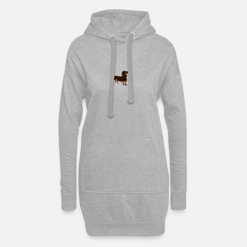 Dackel - Hoodie-Kleid - Grau meliert