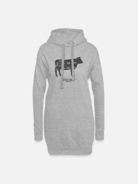 Fleischteile beim Rind - Hoodie-Kleid - Grau meliert