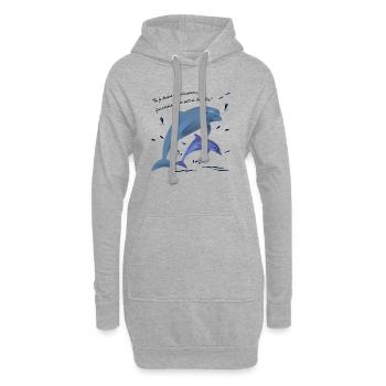 dauphins, citation - Sweat-shirt à capuche long Femme - gris chiné - Devant