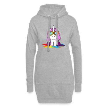 Licorne arc-en-ciel lunettes coeurs - Sweat-shirt à capuche long Femme - gris chiné - Devant