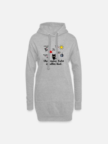 Ohne Katze - Hoodie-Kleid - Grau meliert