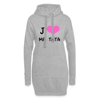 "Ich liebe meine tata" rosa Herz - Hoodie-Kleid - Grau meliert - Vorne