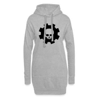 Zahnrad Totenkopf - Hoodie-Kleid - Grau meliert - Vorne